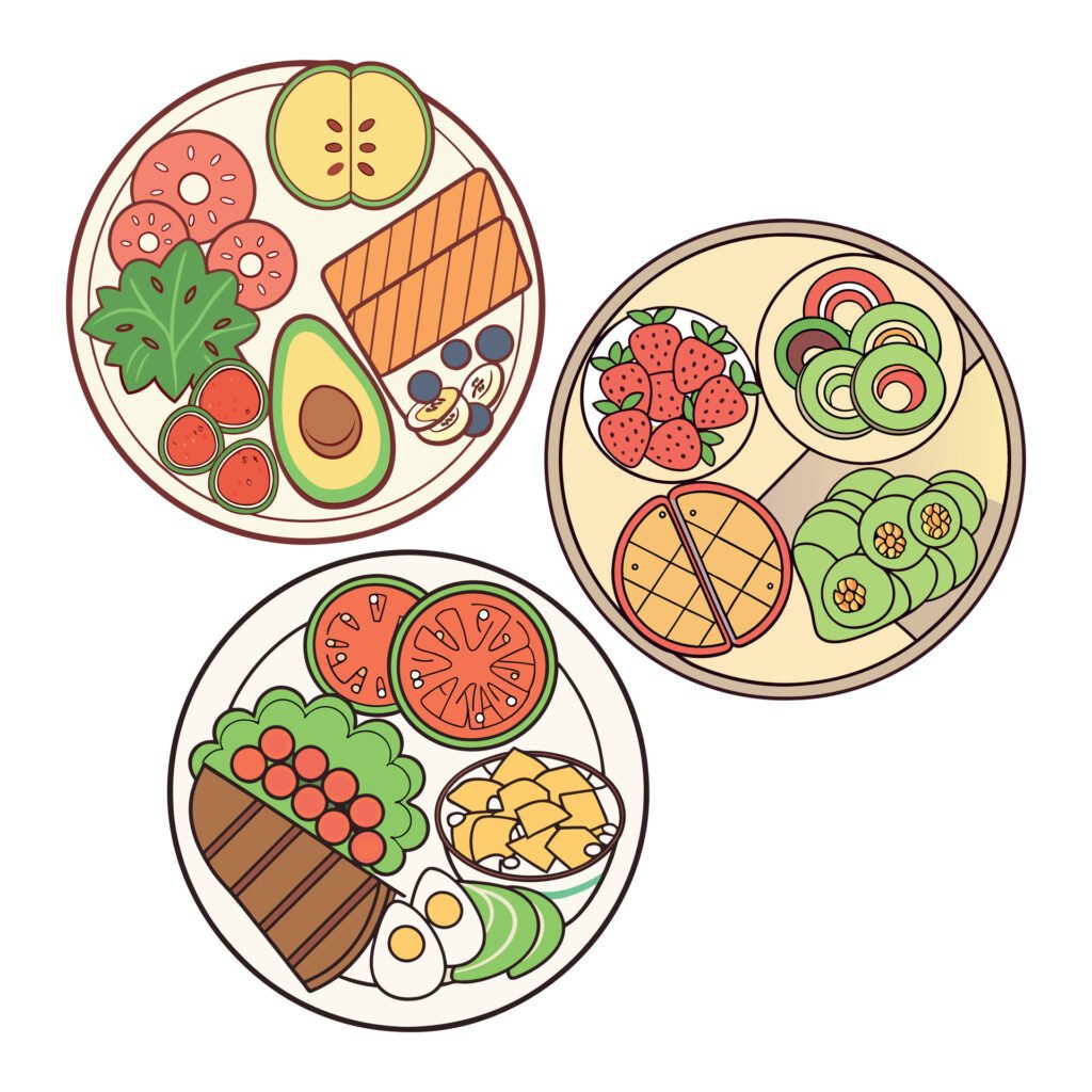 Vitamins for Babies Under 1 Year Old iron & vitamin c hand drawn food dish collection top view 54229849