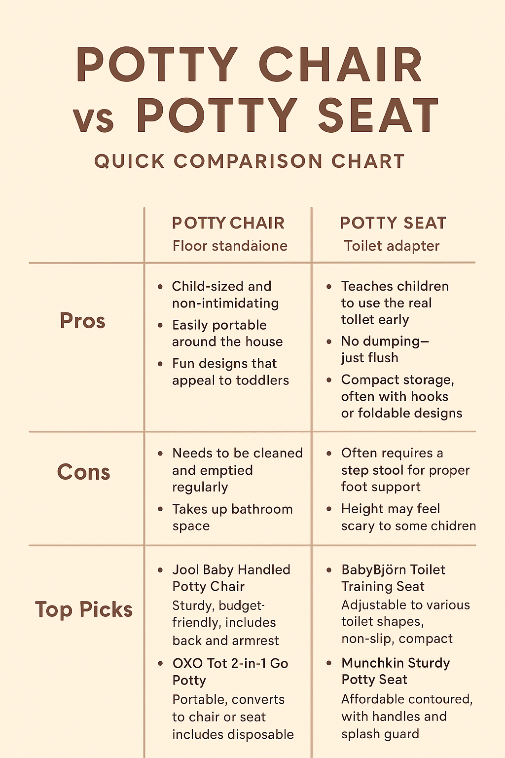 potty type pros and cons