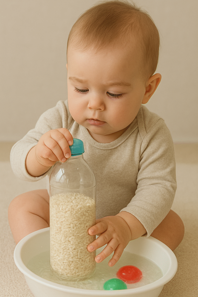 10 Easy Sensory Play Ideas for 1-Year-Olds rice in a bottle sensory play