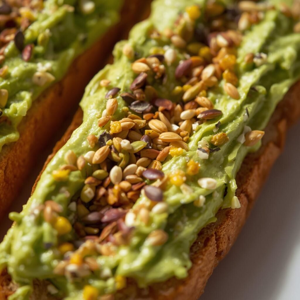 creamy avocado toast with seeds